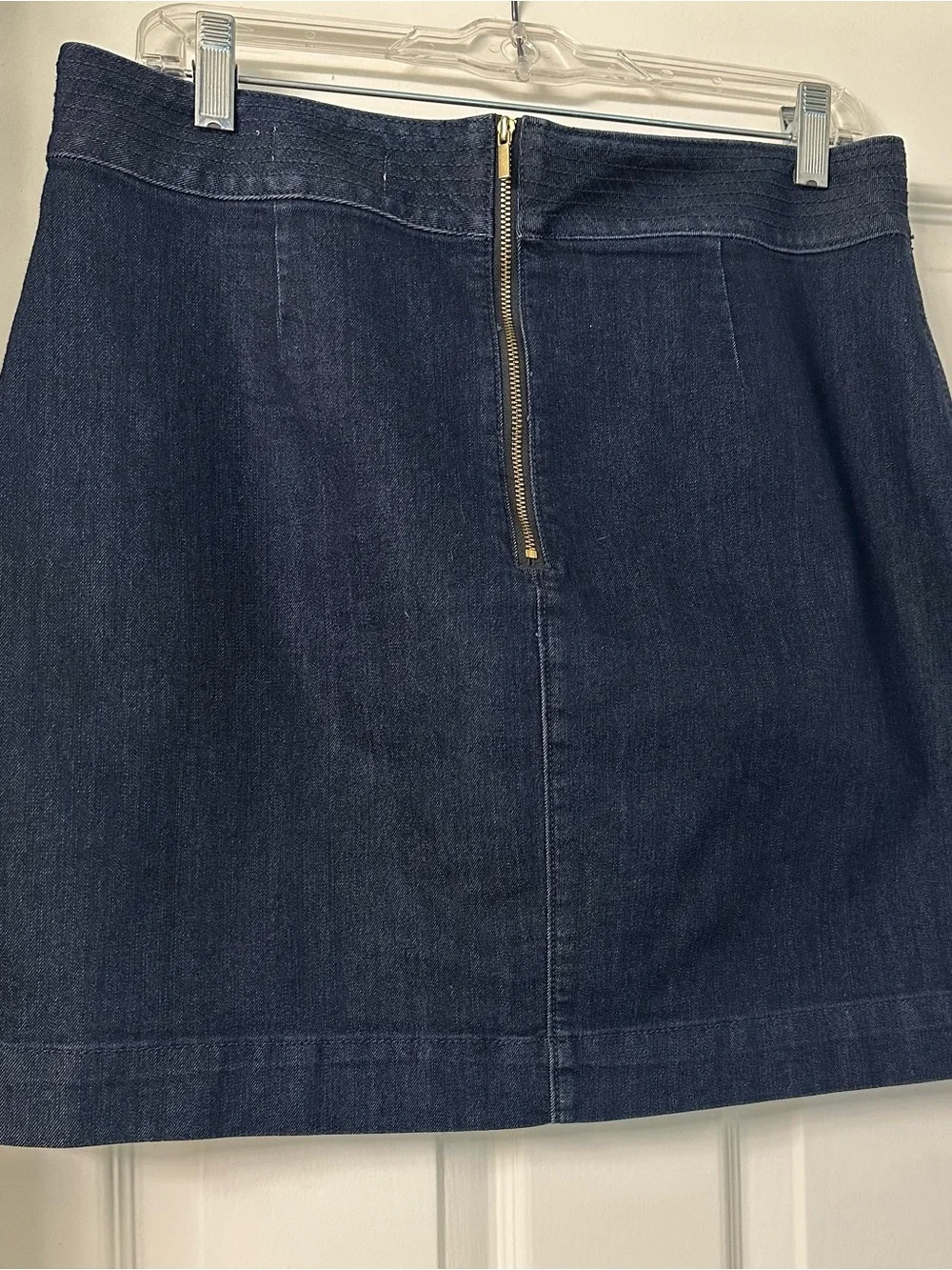LOFT Dark Blue Denim Mini Skirt with Front Pockets